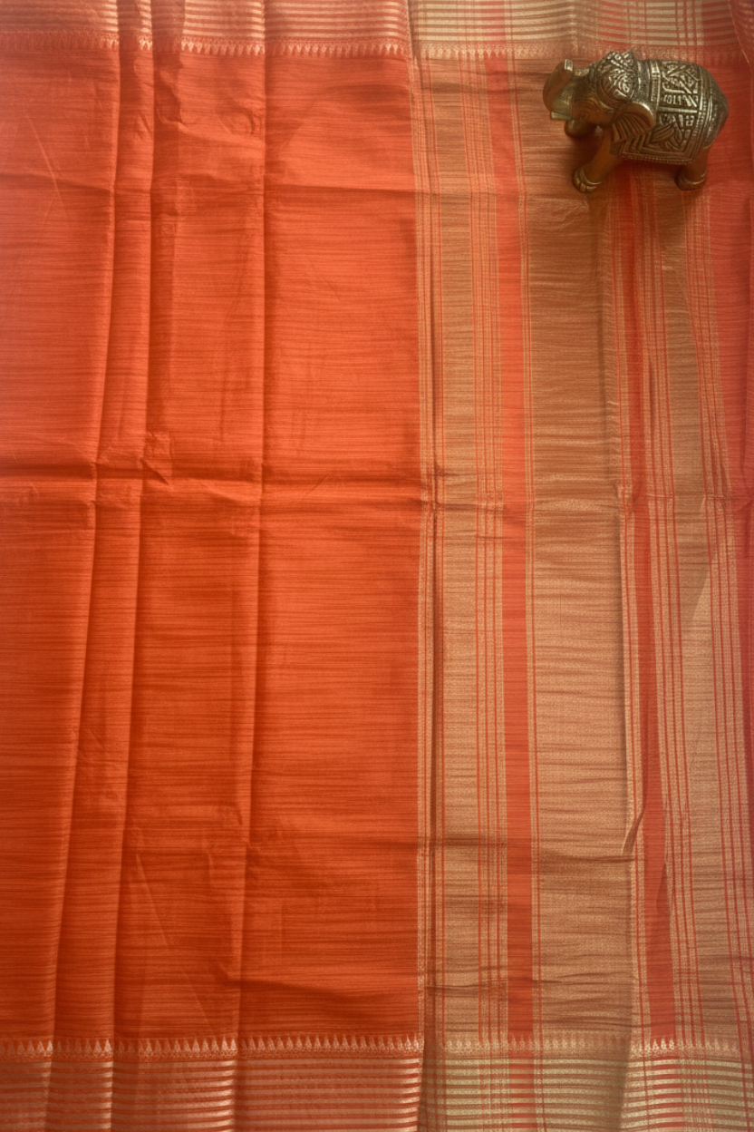 Orange Tussar Silk Saree