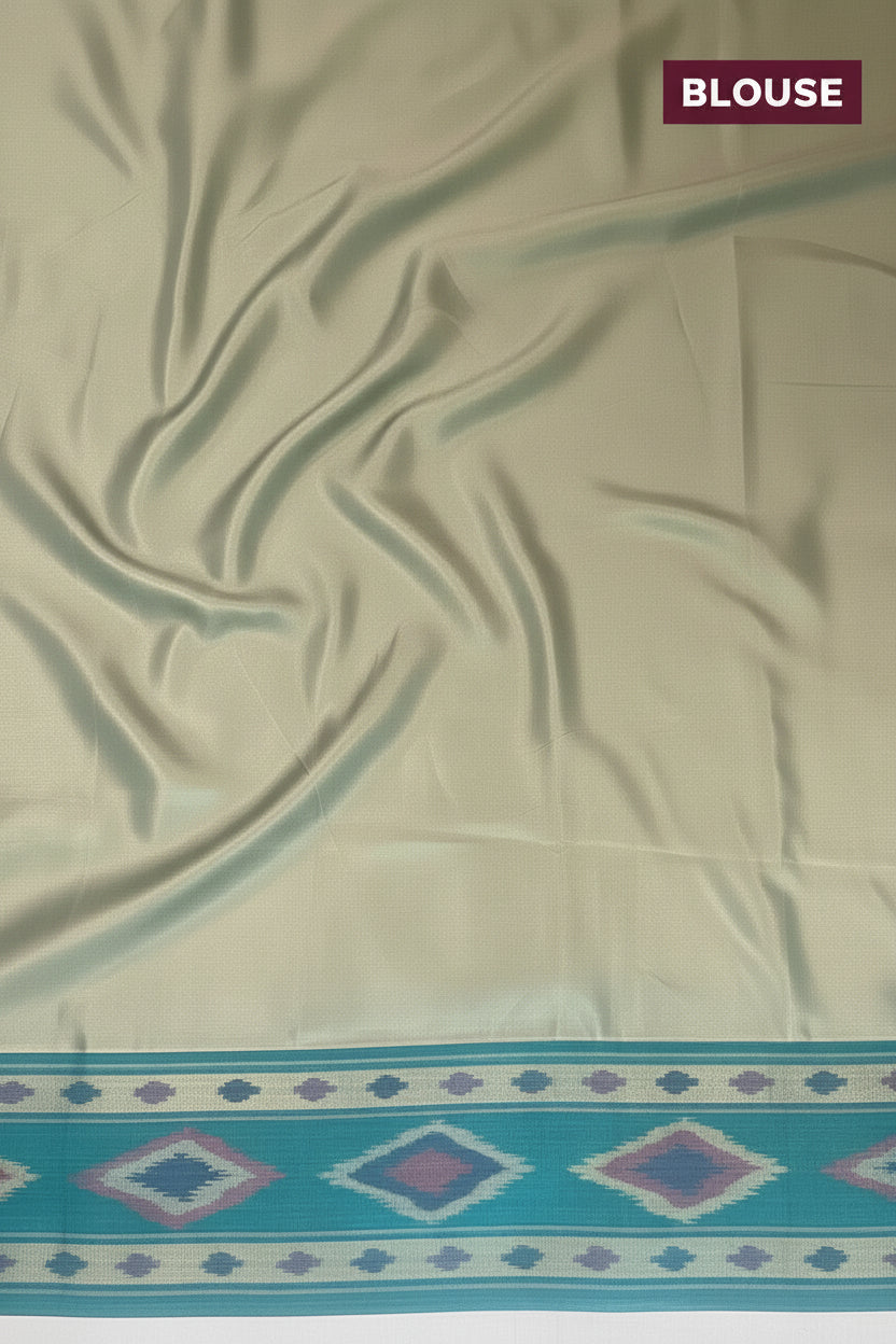 Peach and teal green Semi Silk Saree