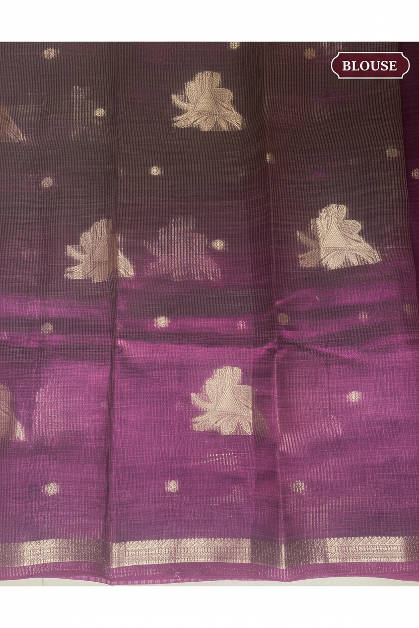 Purple Tussar Silk Saree