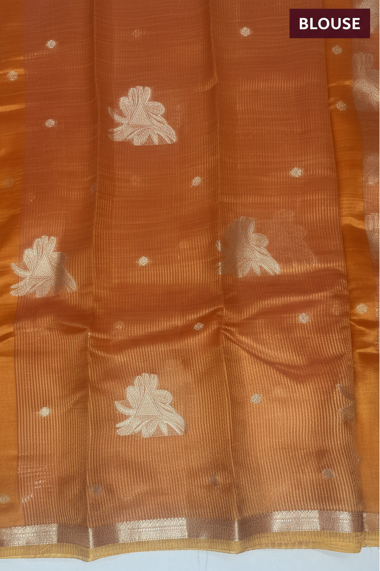 Orange-gold Tussar Silk Saree