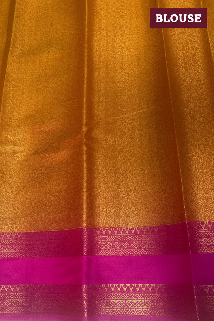 Yellow and Pink Soft Silk Saree