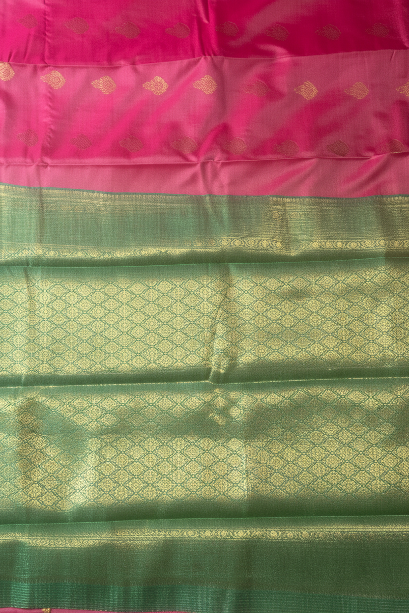 Pink and Green Soft Silk Saree