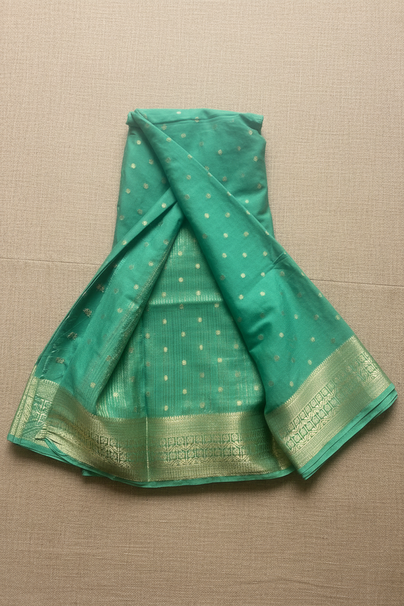Sea green Mysore Silk Saree