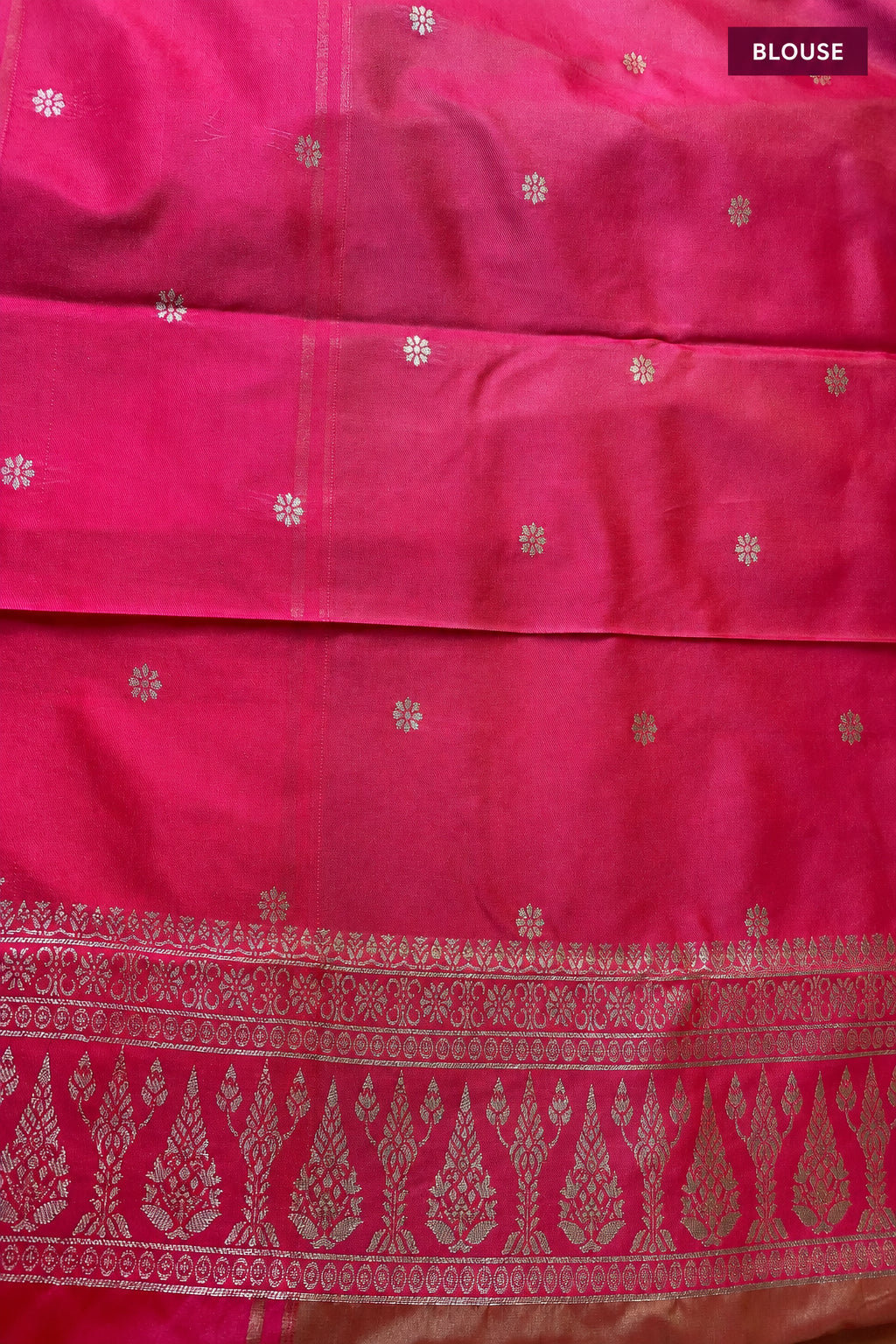 Rosy gold & Pink Silk Saree