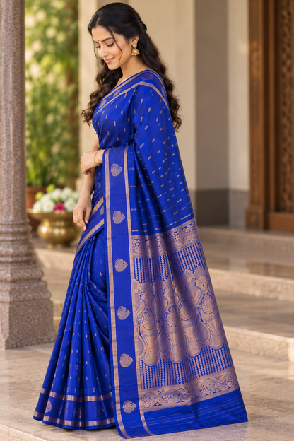 Blue Gajji Silk Saree