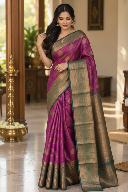 Magenta Semi Silk Saree