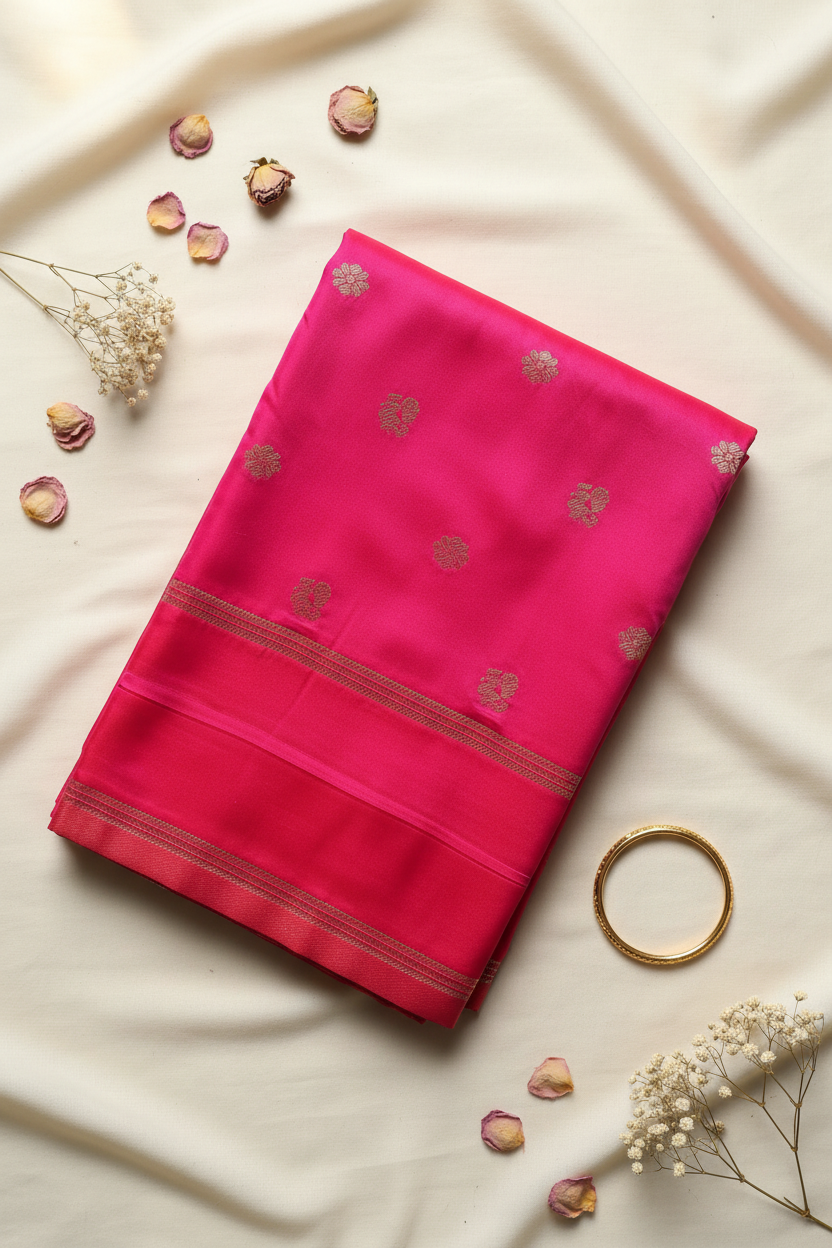 Pink soft silk saree
