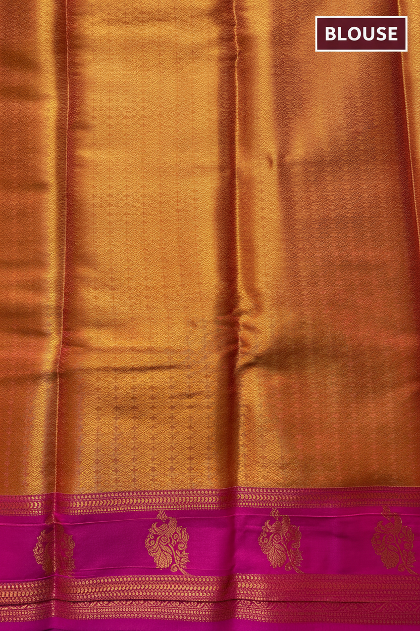 Green and magenta pink peacock motif saree