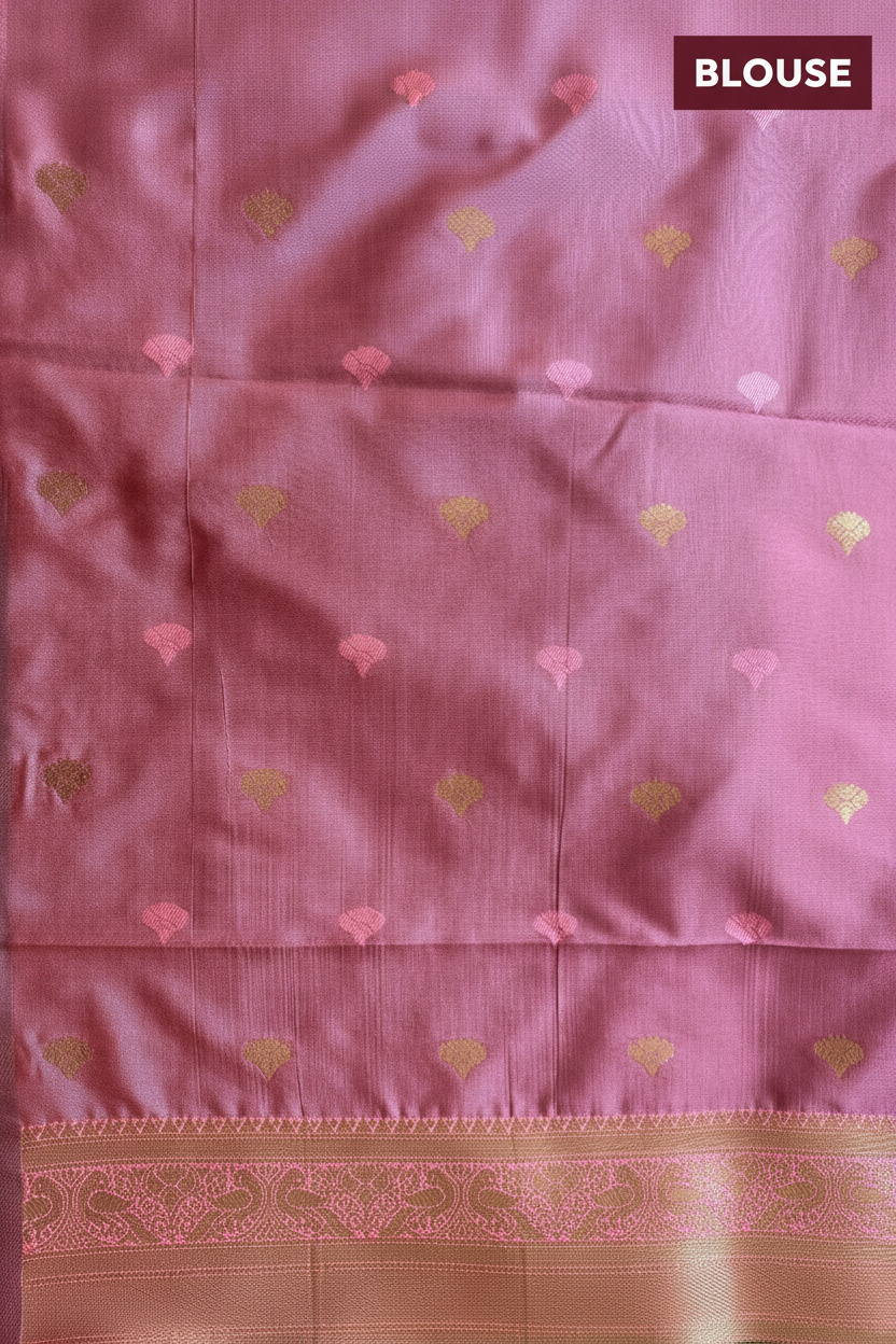 Dark green and pink Kanchi soft silk saree