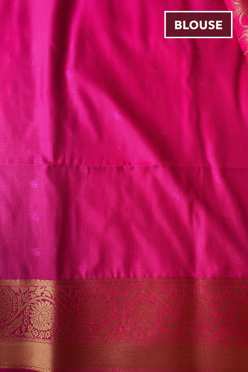 Blue and Pink Vertical Strips Silk Saree