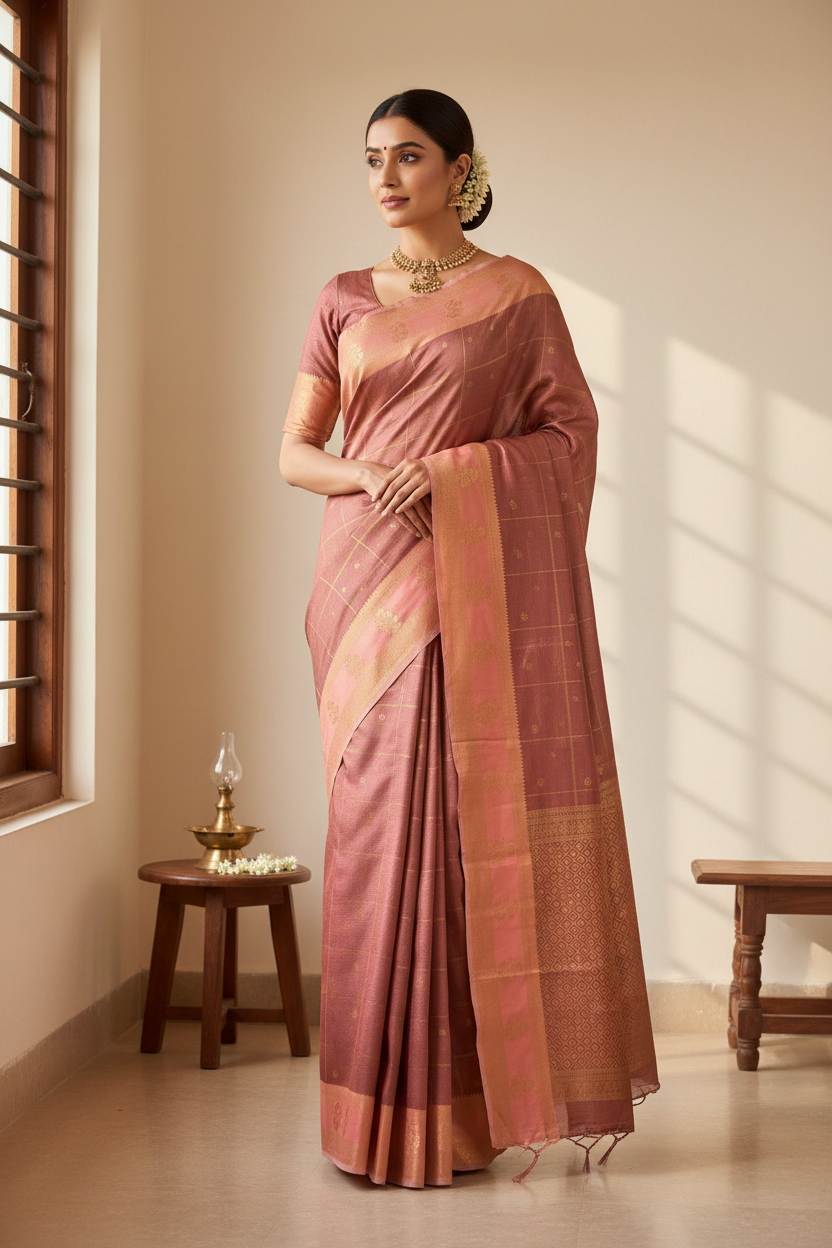 Dusty Rose Soft Silk Saree