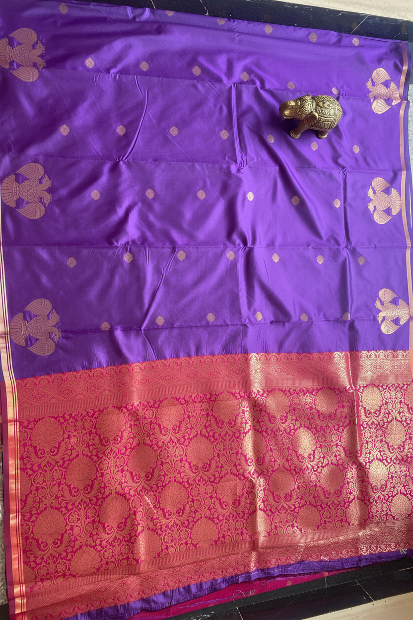 Purple and Pink Silk Saree