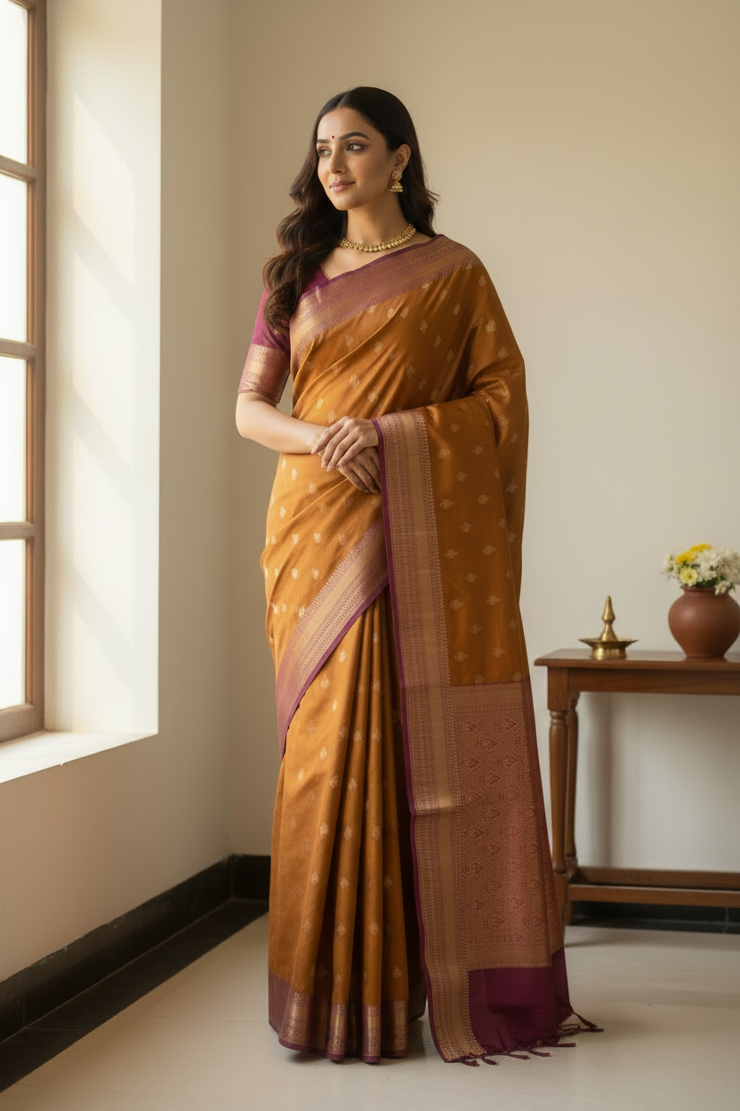 Golden Mustard Soft Silk Saree