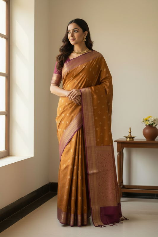 Golden Mustard Soft Silk Saree