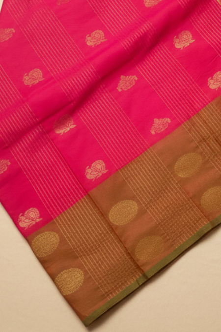 Pink and Gold Silk Saree