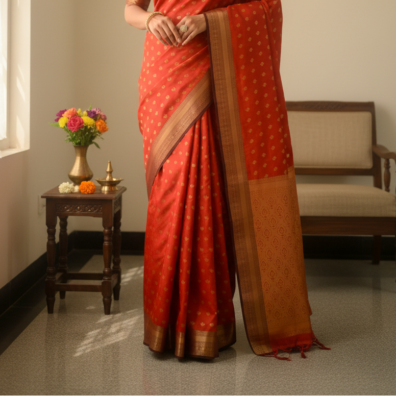 Red Zari Soft Silk Saree