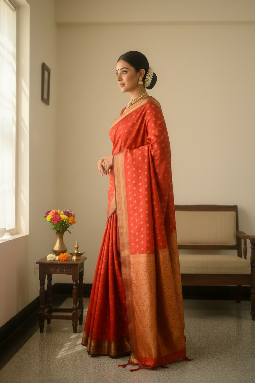 Red Zari Soft Silk Saree