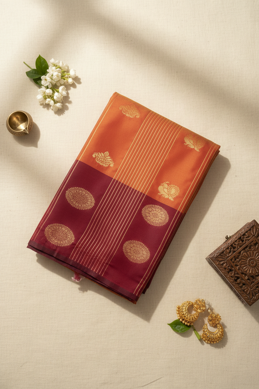 Gold and Brown Silk Saree