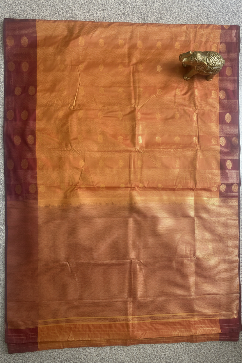 Gold and Brown Silk Saree