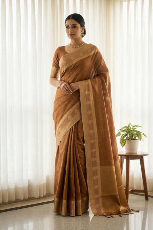 Brown Soft Silk Saree