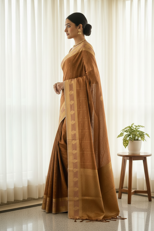 Brown Soft Silk Saree