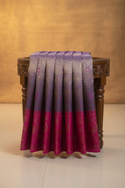 Purple and Pink Kanjivaram Saree