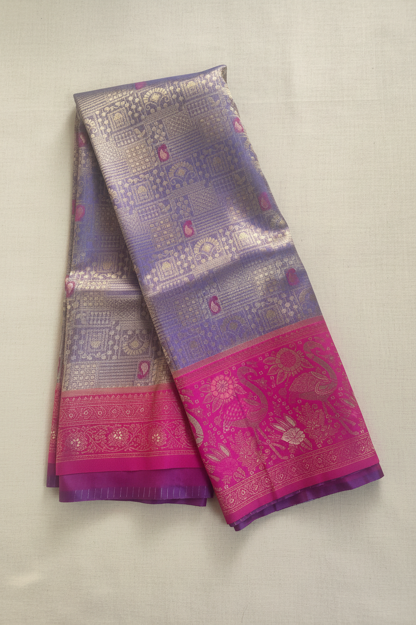Purple and Pink Kanjivaram Saree