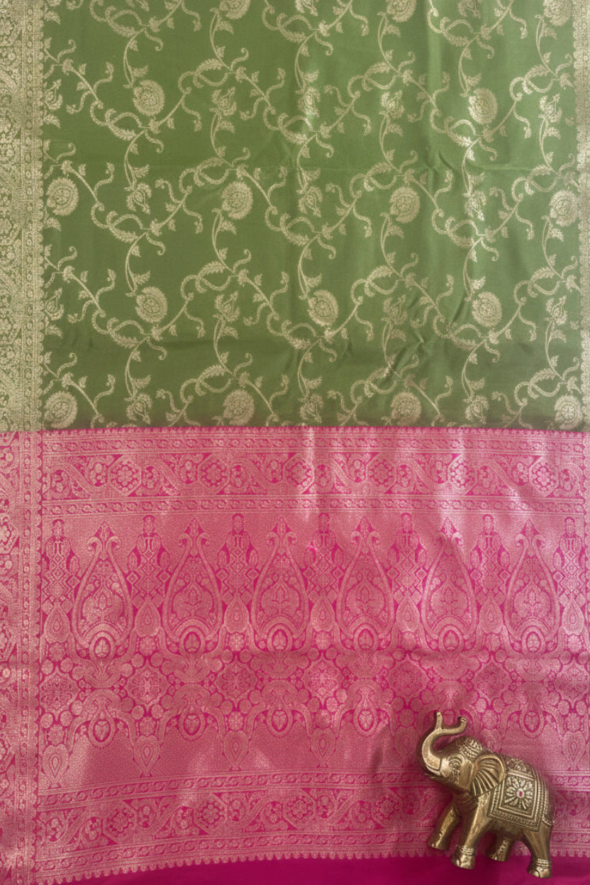 Green and Pink Soft Silk Saree