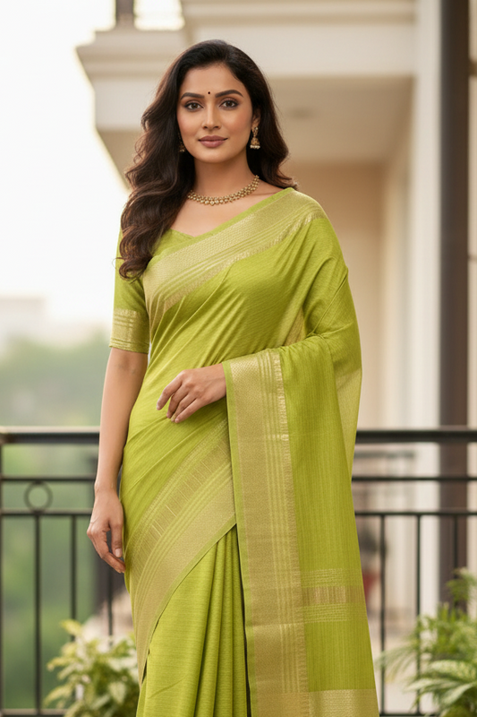 Green Tussar Silk Saree