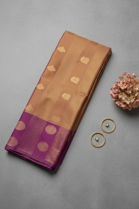 Gold and Purple Silk Saree