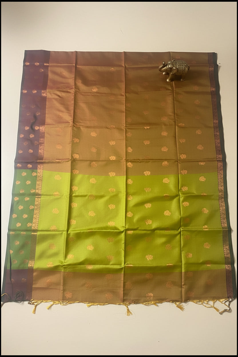 Gold and Maroon Soft Silk Saree