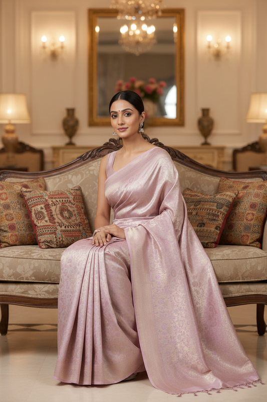 Lavender Kanchi Soft Tissue Silk Saree