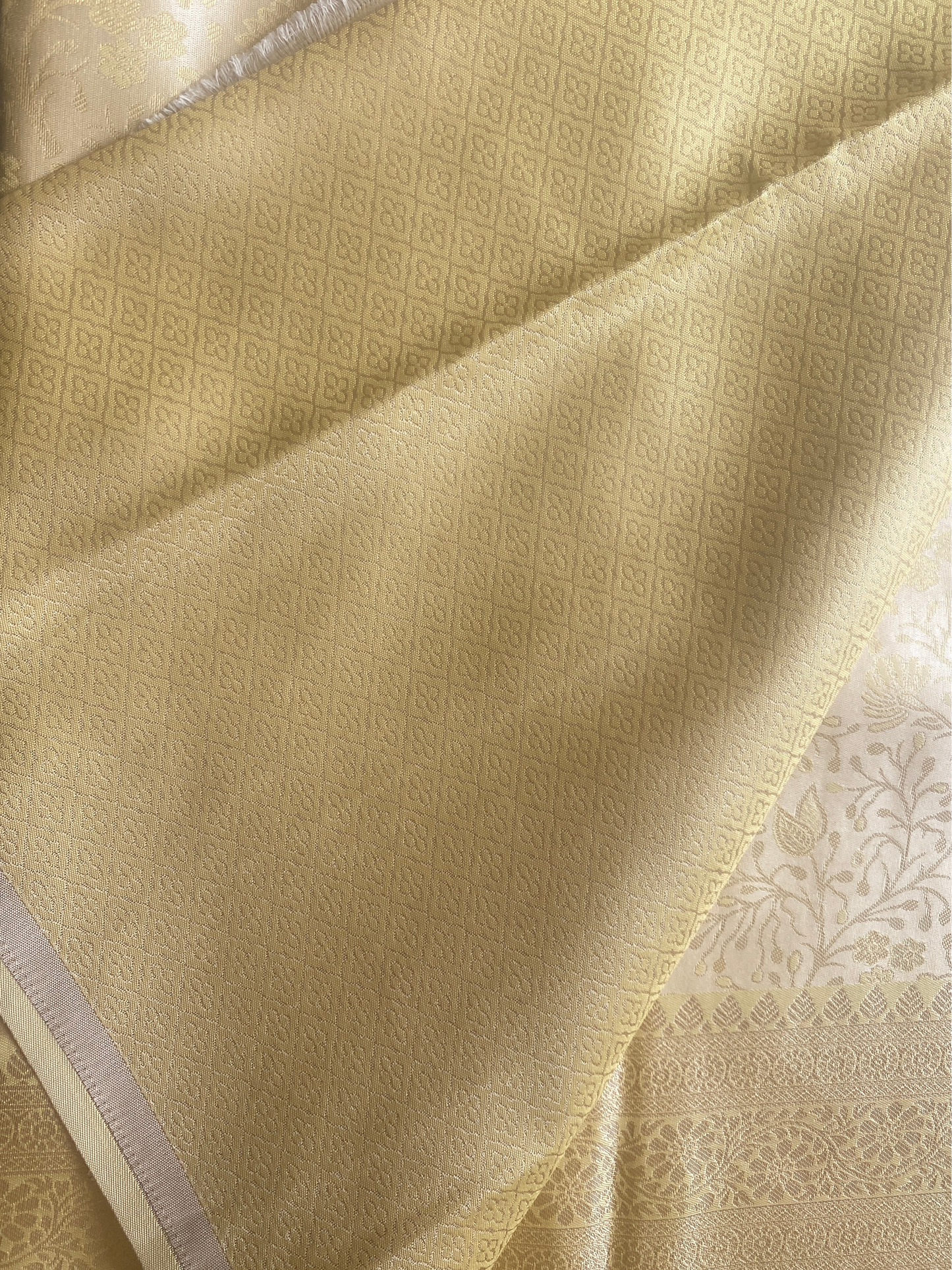 Beige and Gold Kanchi Soft Tissue Silk Saree