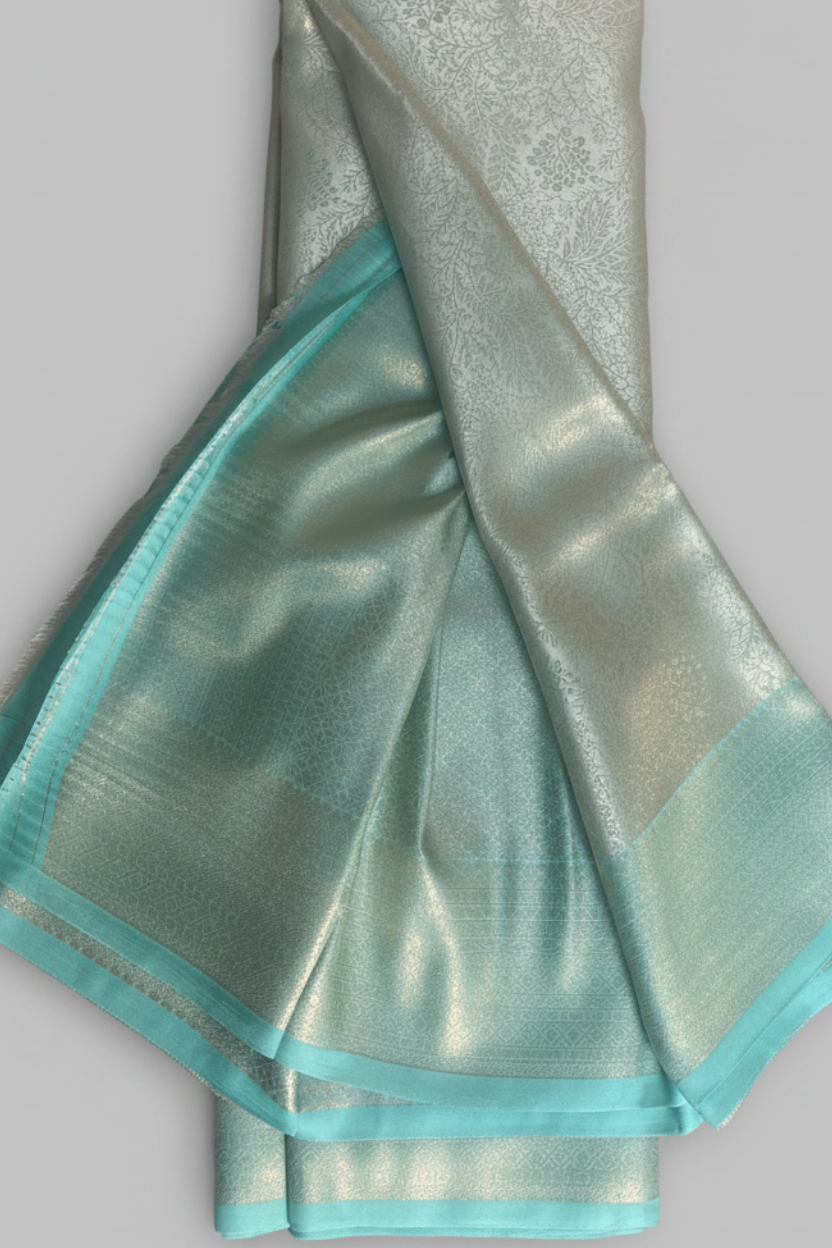 Sea Green Kanchi Soft Tissue Silk Saree