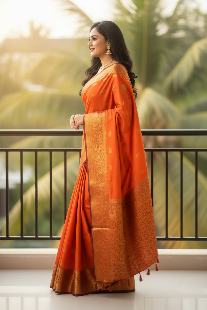 Orange Soft Silk Saree