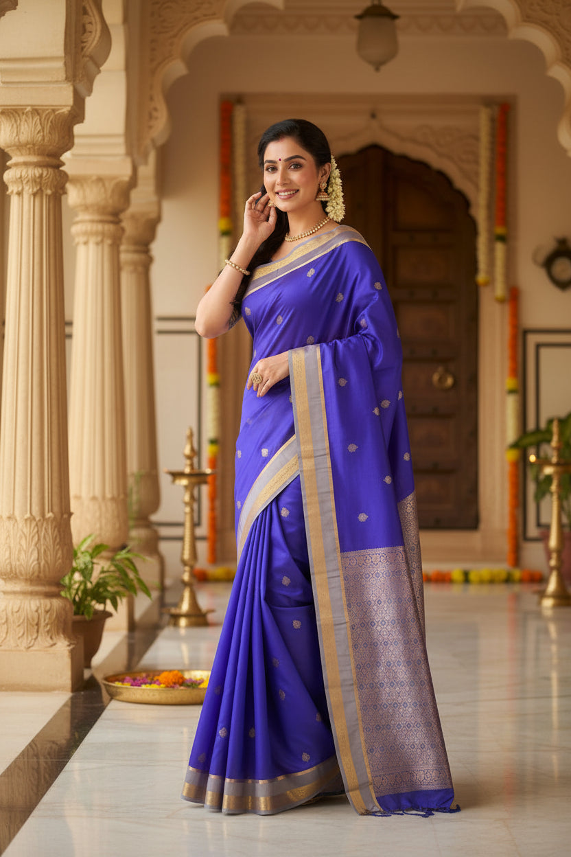 Blue Semi Silk Saree
