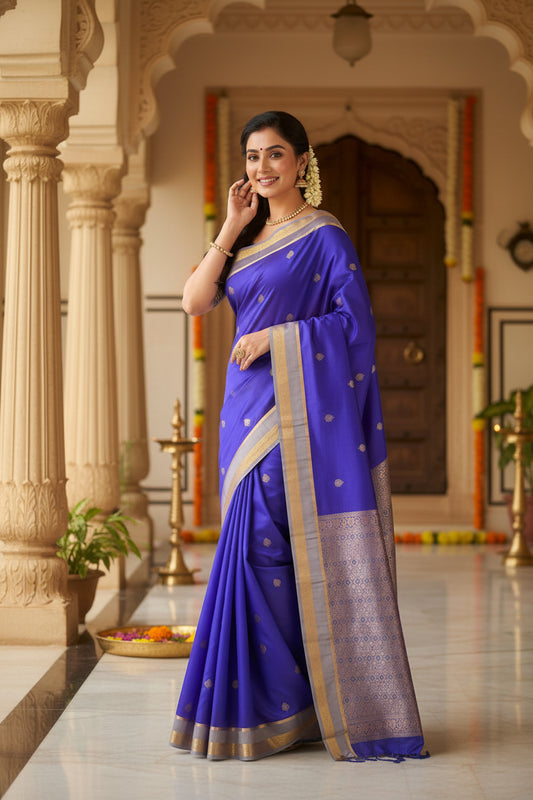 Blue Semi Silk Saree