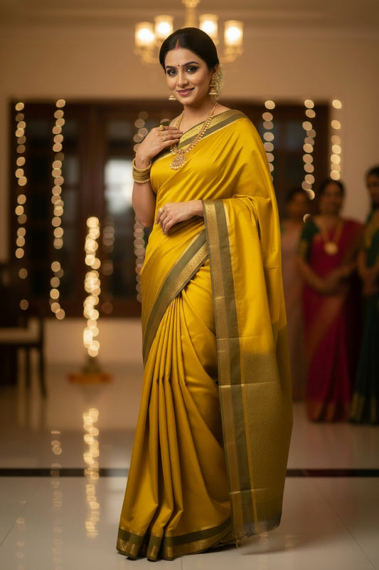 Yellow Semi Silk Saree