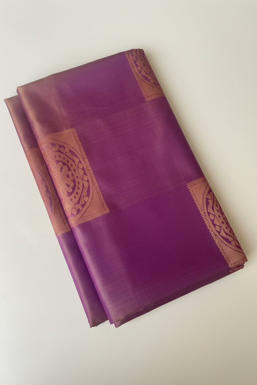 Purple and Orange Semi Silk Saree