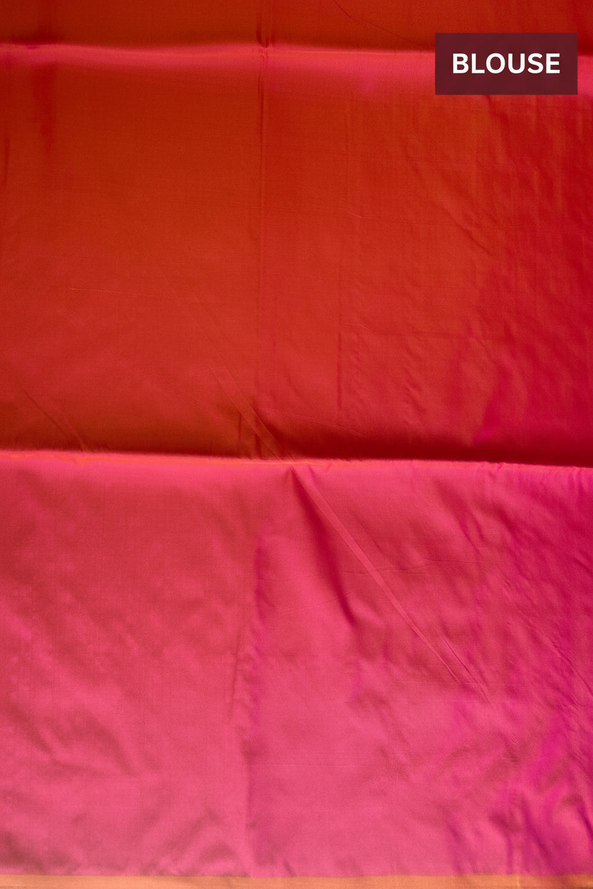 Green and Pink Semi Silk Saree