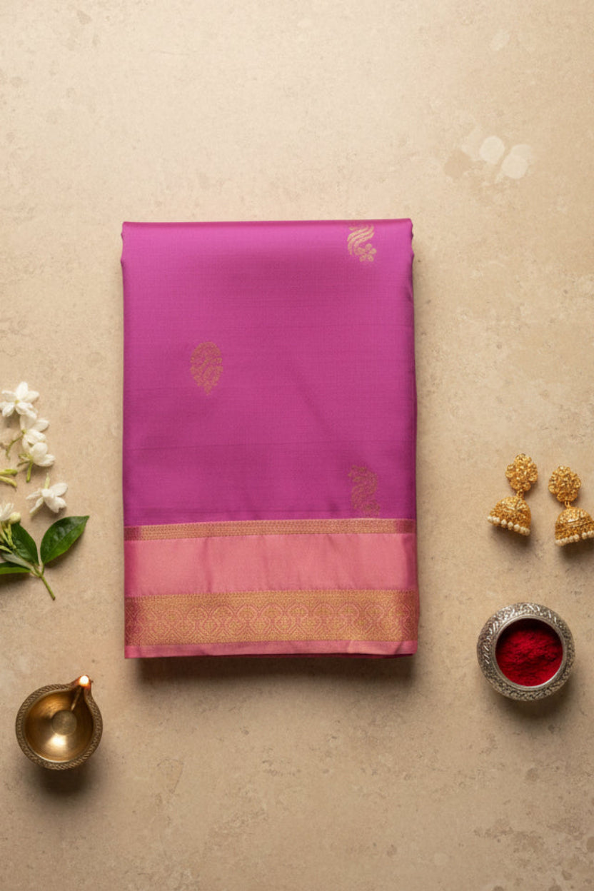 Lavender Semi Silk Saree