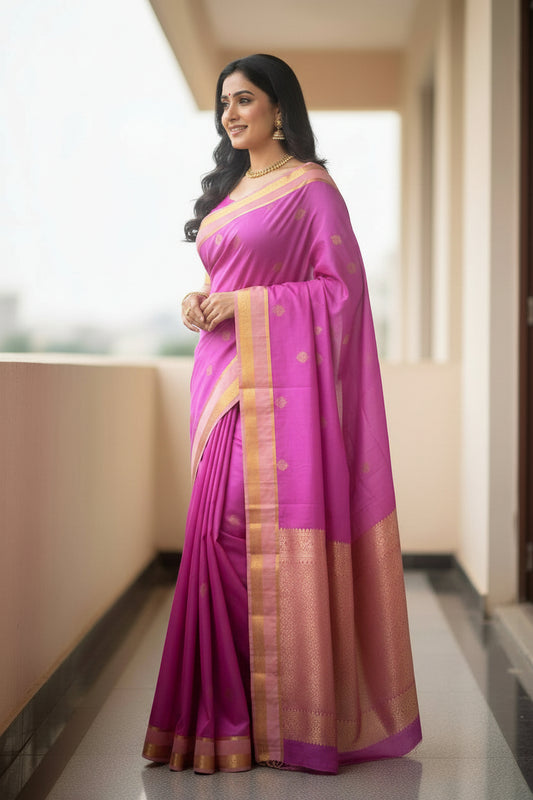 Lavender Semi Silk Saree