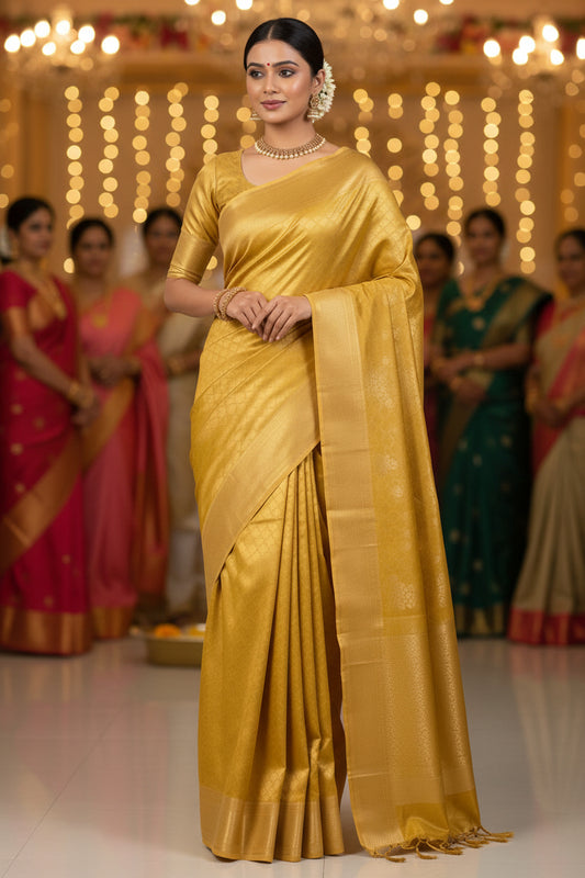 Elegant Gold Silk Saree