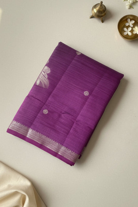 Purple Tussar Silk Saree