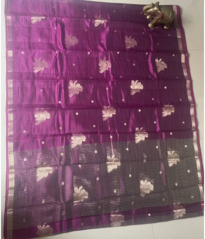 Purple Tussar Silk Saree