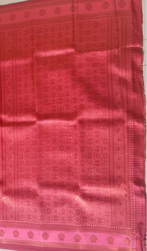 Red and Pink Tussar Silk Saree