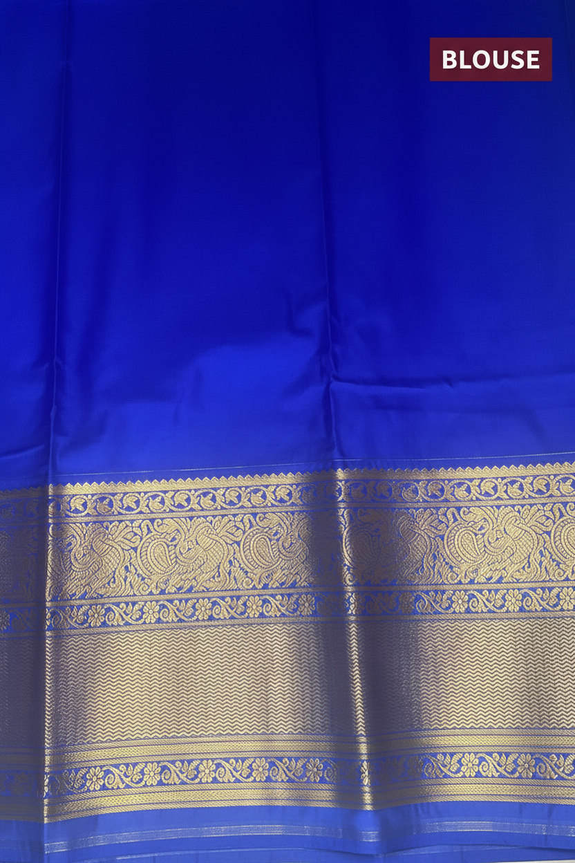 Blue Zari Motifs Semi Silk Saree