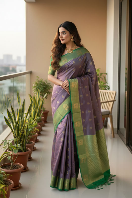 Dark Lavender Soft Silk Saree