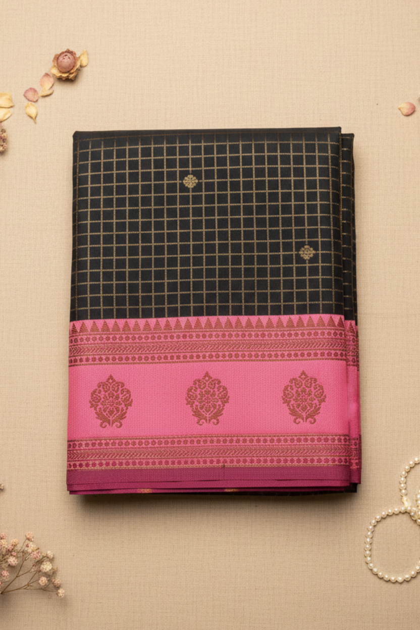 Green and Pink Tussar Silk Saree