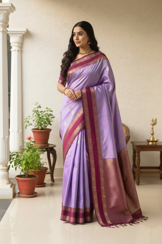 Lavender and Magenta Soft Silk Saree